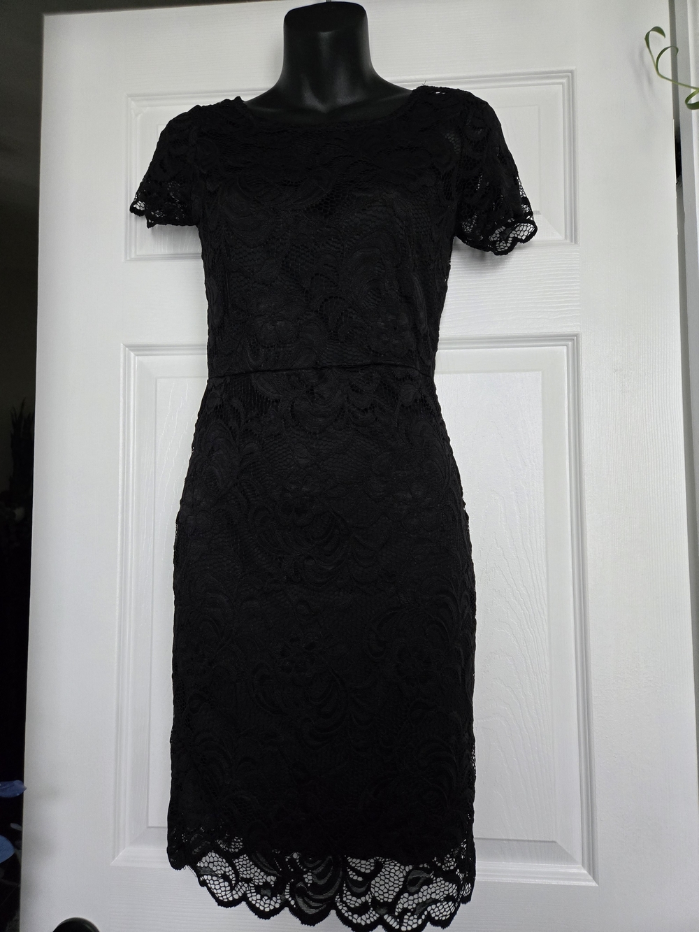 Ambiance Black Lace Dress with Short Sleeves